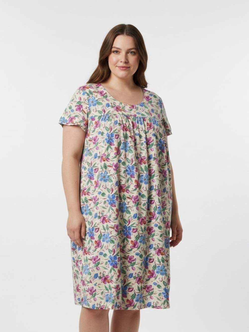 Vtg 90s Only Necessities Muumuu House Dress Plus Size 1X Cotton Floral Lounge